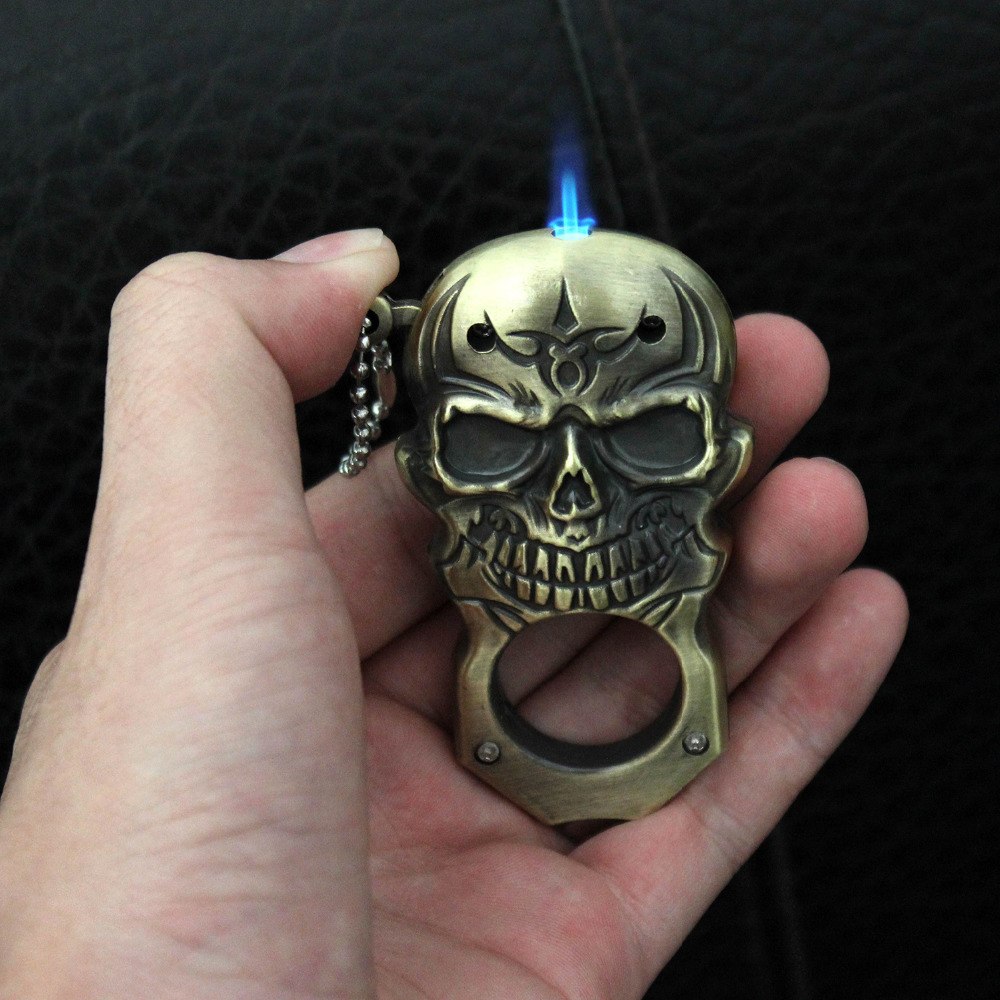 3 Colors!! Cool Skull Style Pocket Metal Cigar Cigarette Lighter