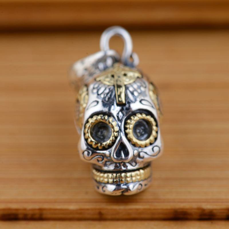 925 Silver Skull Pendant 100% Pure S925 Solid Thai Silver Skeleton Pendants for Women Men Jewelry Making