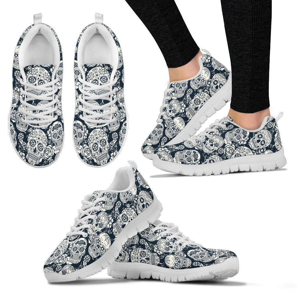 3D Sugar Skull Woman Shoes Spring Casual Shoes Sneakers Punk Style Breathable Round Toe Lace-up Students Shoes