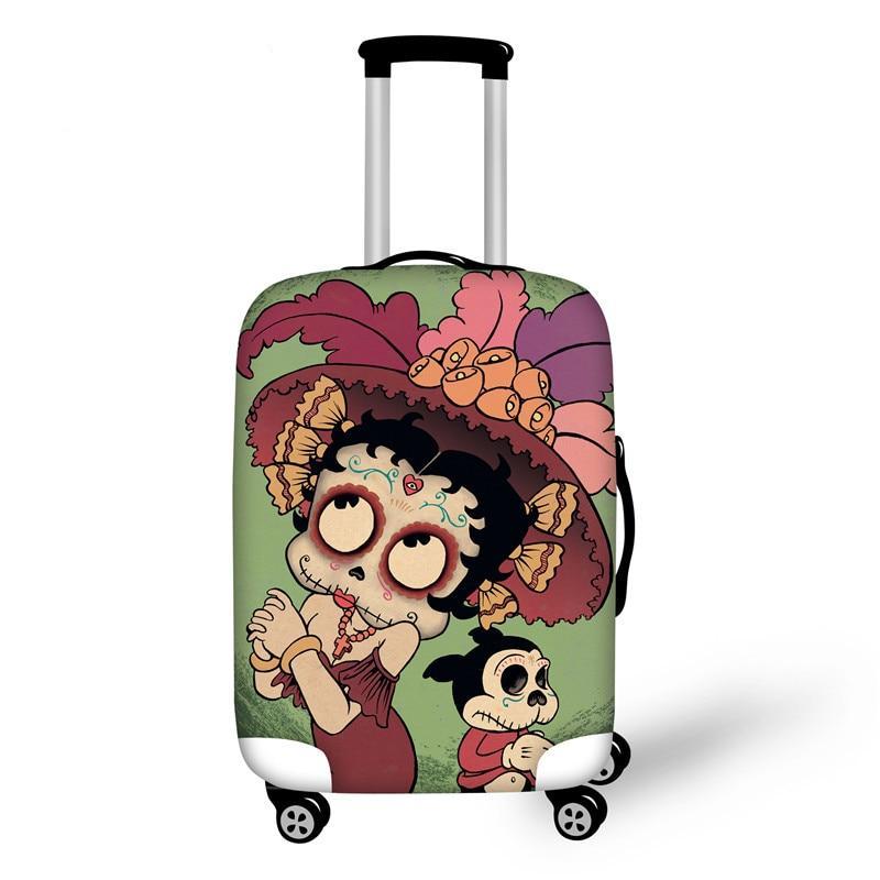 Travel Suitcase Protective Cover,Skull Elastic Covers for 18-28 inch Case Dust Waterproof Luggage Cover