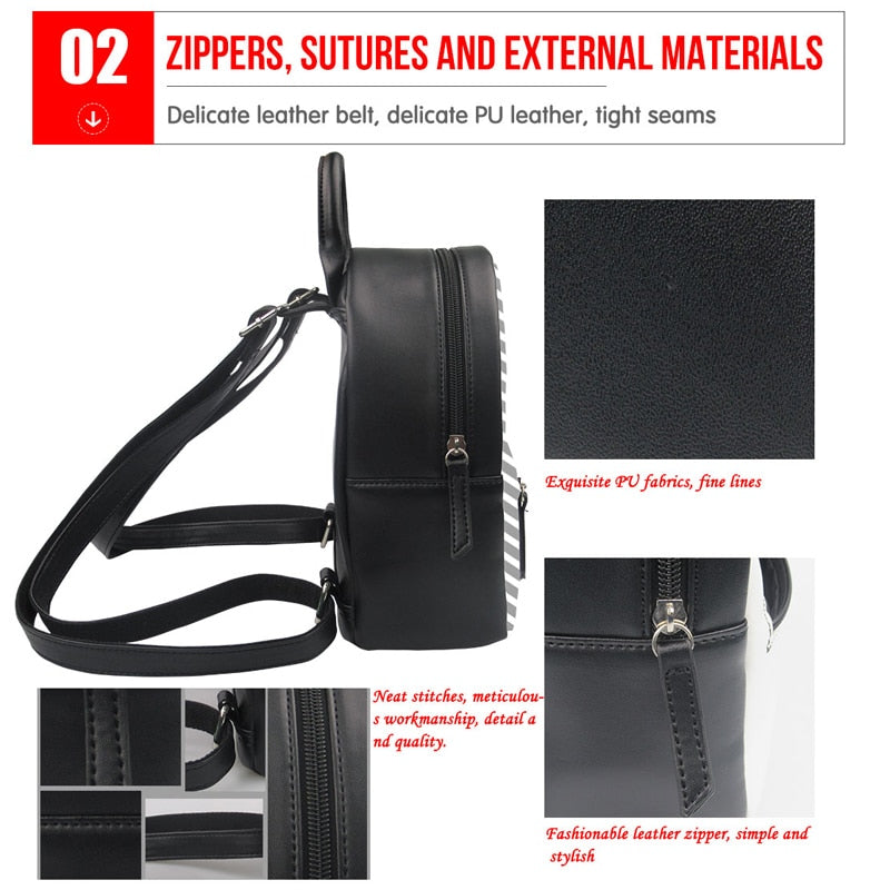 Women Backpack Fashion 3D Sugar Skull Pattern Black Small Travel Ladies Bagpack Girls School Bags Bolsa Bag