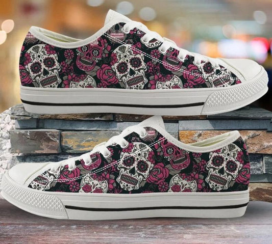 Sugar Skull Sneakers Print Punk Style Vulcanized Shoes