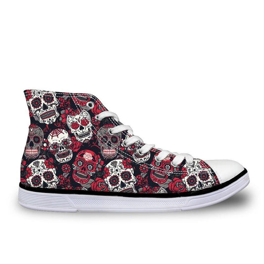 Trendy Sugar Skulls Pattern Women Sneakers Summer Autumn High Top Shoes