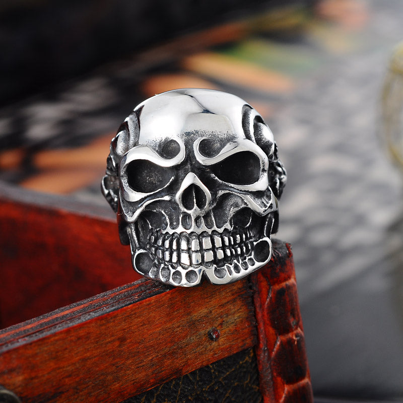 Vintage Punk 316L Stainless Steel Rings Viking Skull Skeleton Men Ring Tibetan Gothic Rock Punk Jewelry Size 9-13