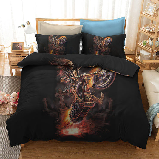Fanaijia Gambler God skull Bedding Sets king Sugar skull Duvet Cover Bed Bohemian Print Black Bedclothes queen bedline