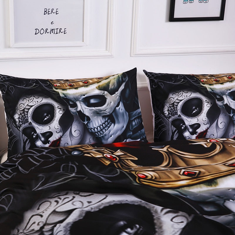 Sugar skull Bedding Sets king beauty kiss skull Duvet Cover