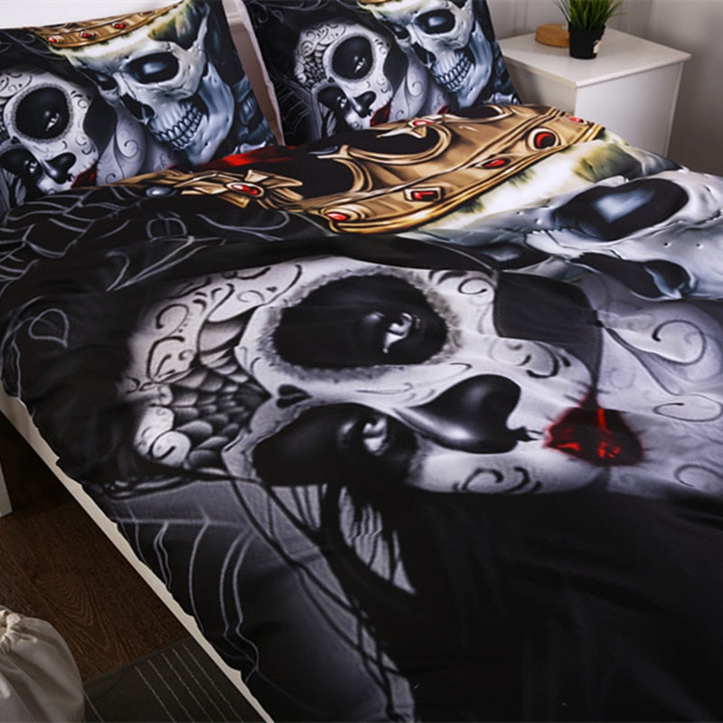Sugar skull Bedding Sets king beauty kiss skull Duvet Cover