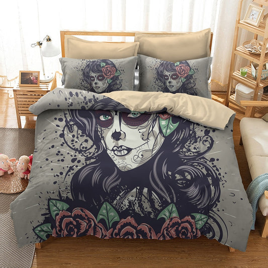 Beauty Skull Bedding Sets queen size Sugar skull Duvet Cover Bed cool skull