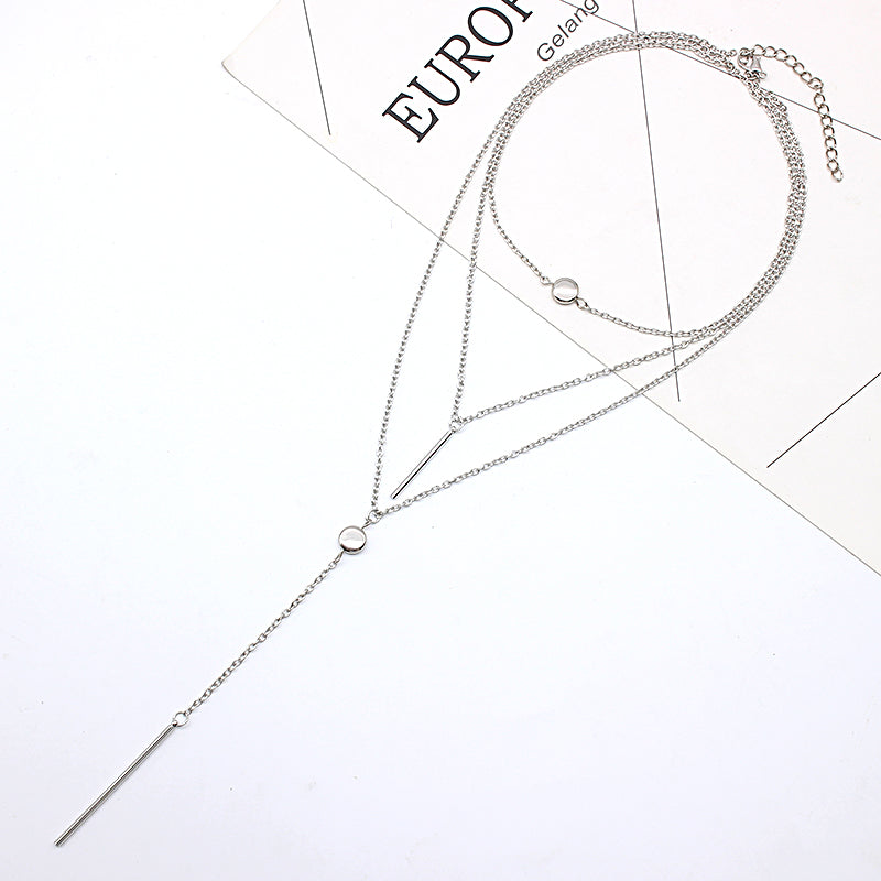 Fashion Alloy metal bar Pendant 3 Layers Choker Necklace Chunky statement chain Necklace Women Chocker Jewelry collier femme