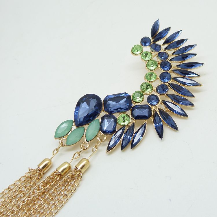 Fashion Chain Tassel Ear Cuff Long Big Ear Cuffs Jewelry Crystal Earcuff Clip On Earrings For Women