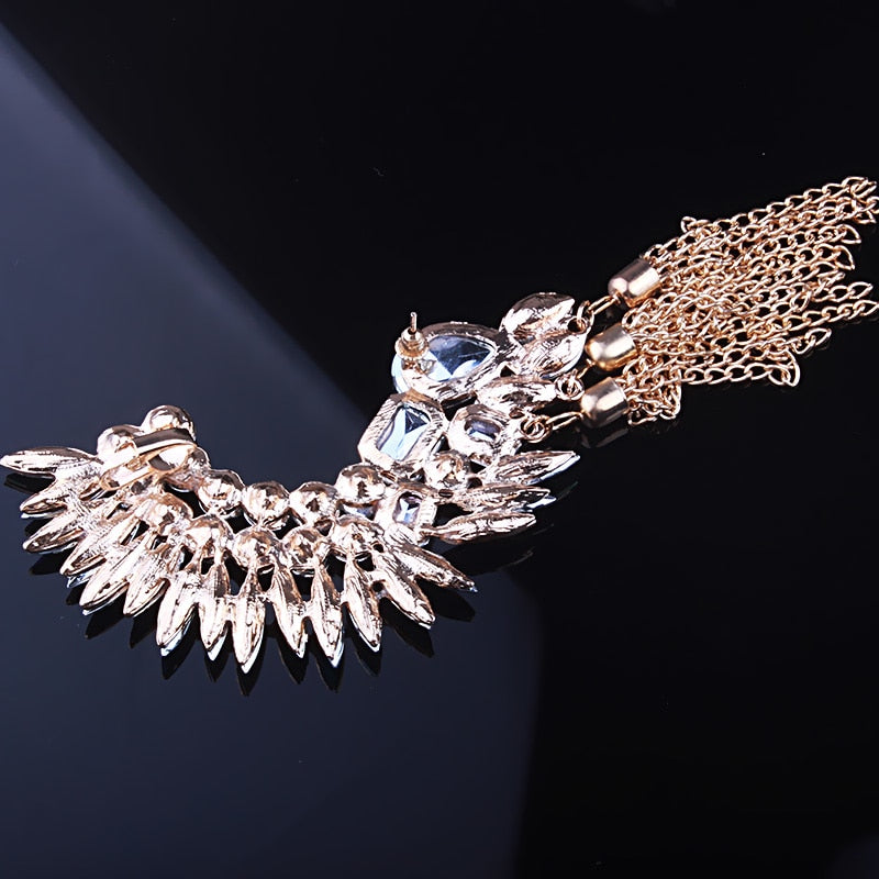 Fashion Chain Tassel Ear Cuff Long Big Ear Cuffs Jewelry Crystal Earcuff Clip On Earrings For Women