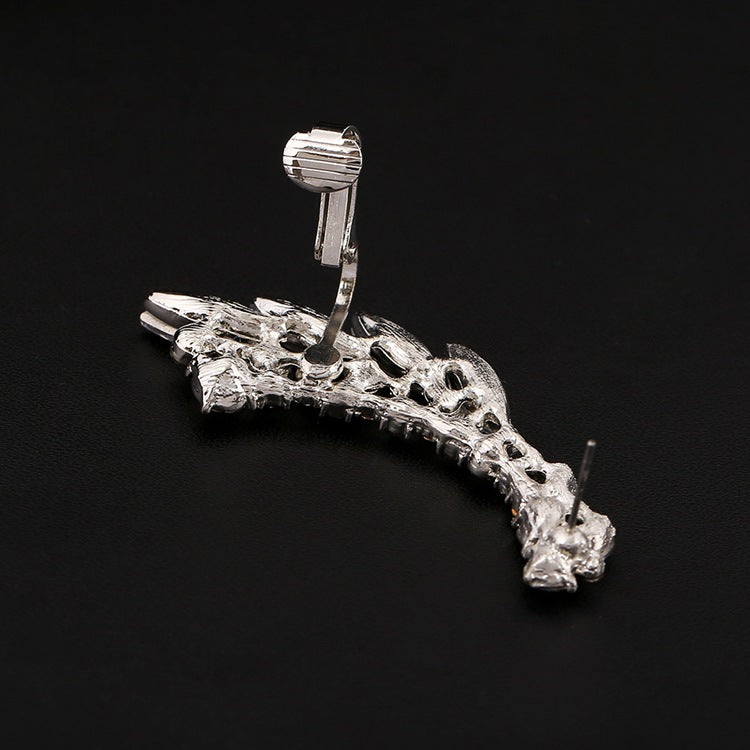 Fashion Clear Crystal Ear Cuff Earrings Women Party Jewelry Gold/Silver Color Cute Bridal Earrings Alloy Leaf Ear Clip Earring