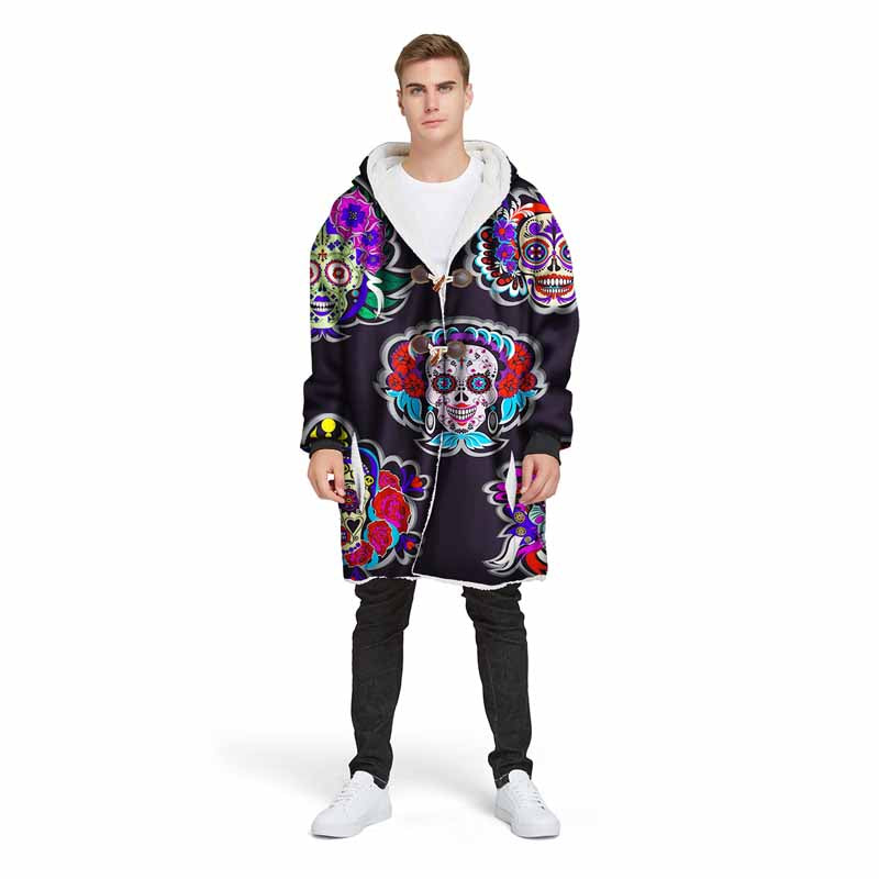 Fashion Cool Sugar Skull Hooded Blanket