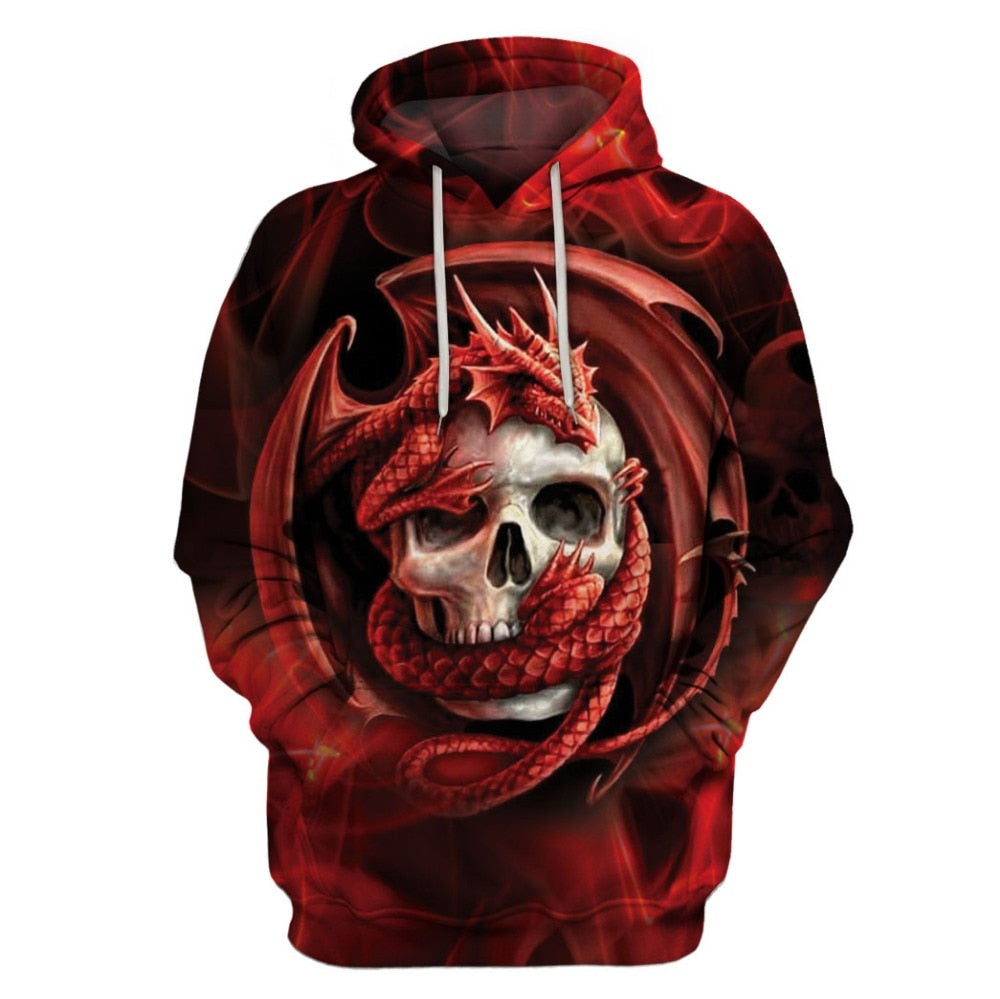 Fashion Dragon And Skull Hooded Shirts Men/Women Printed 3D Hoodies Casual Graphic Hoodie Funny Sweatshirt Tops Plus US Size