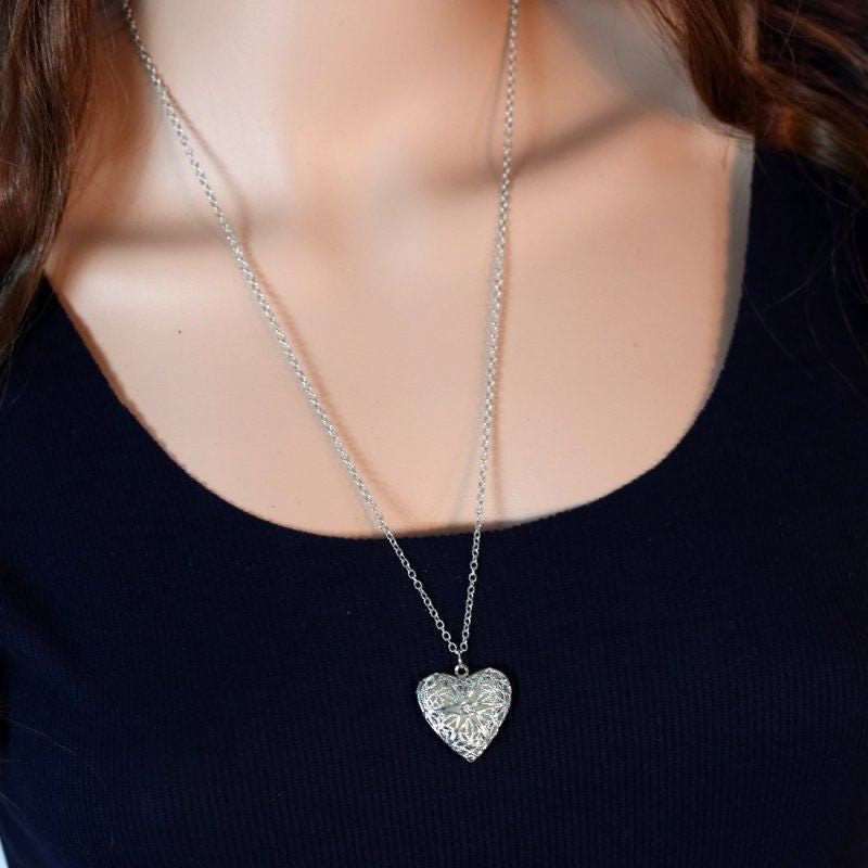 Fashion Drop Pendant Luminous Glow In The Dark Locket Necklace Jewelry Gifts Heart love for Women Lady