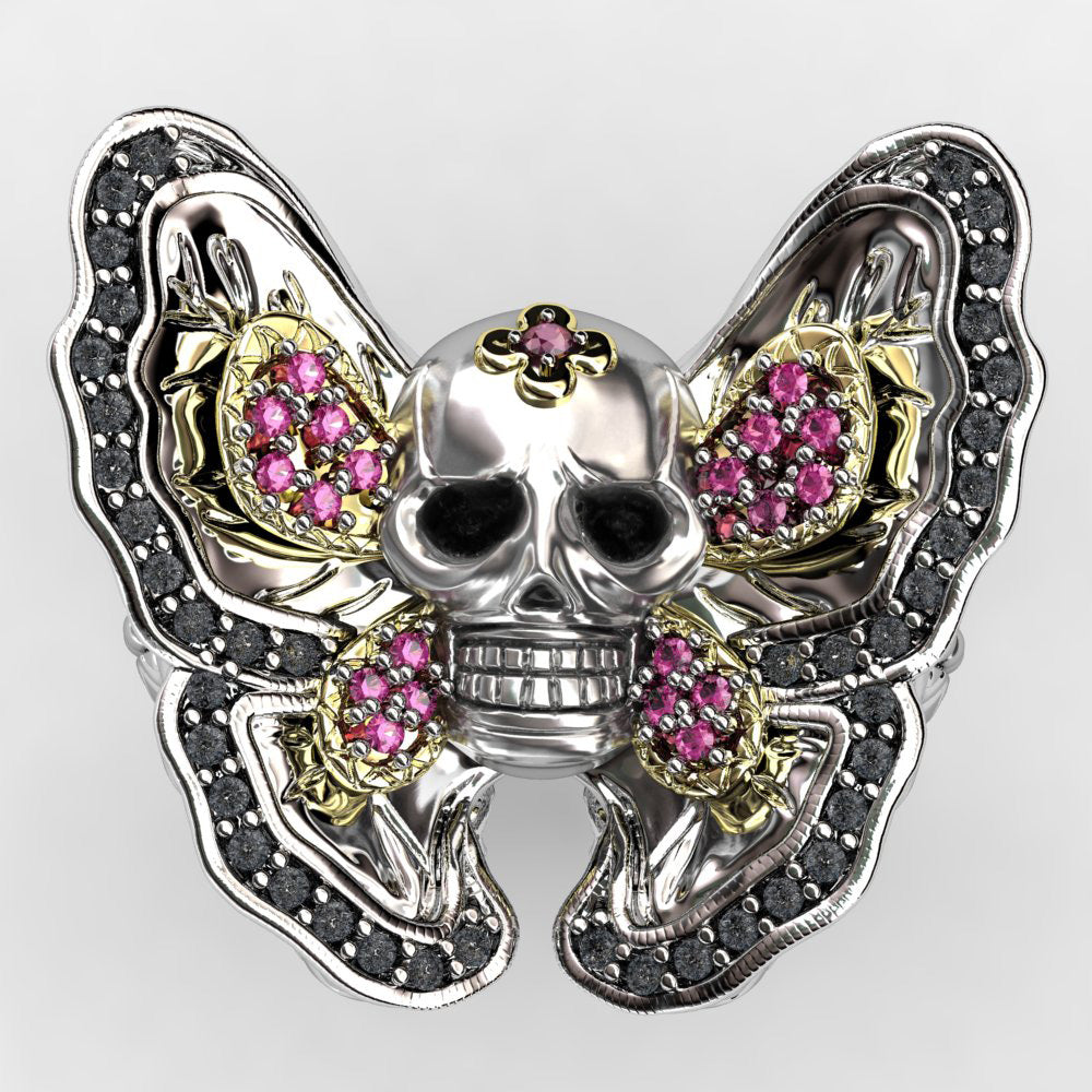 Fashion Gothic Style Butterfly Skull Ring for Men and Women Biker Jewelry