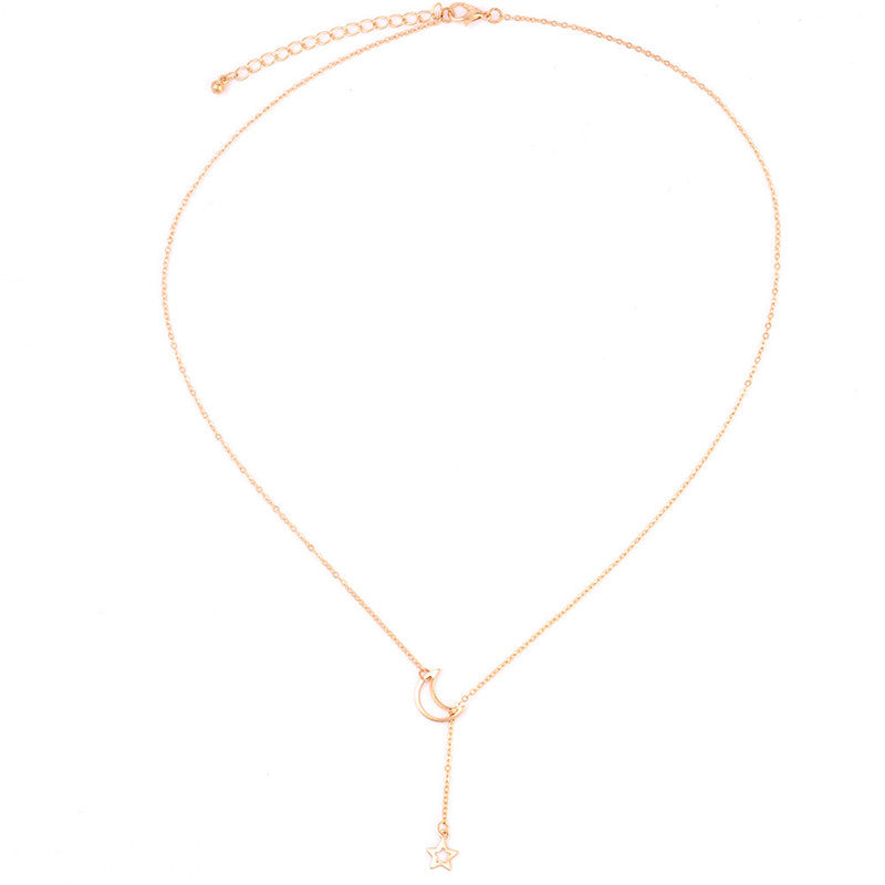 Fashion Moon Star Pendant Boho Choker Necklaces Gold Color Clavicle Chain Collar Necklace For Women Kolye Jewelry Collier Bijoux