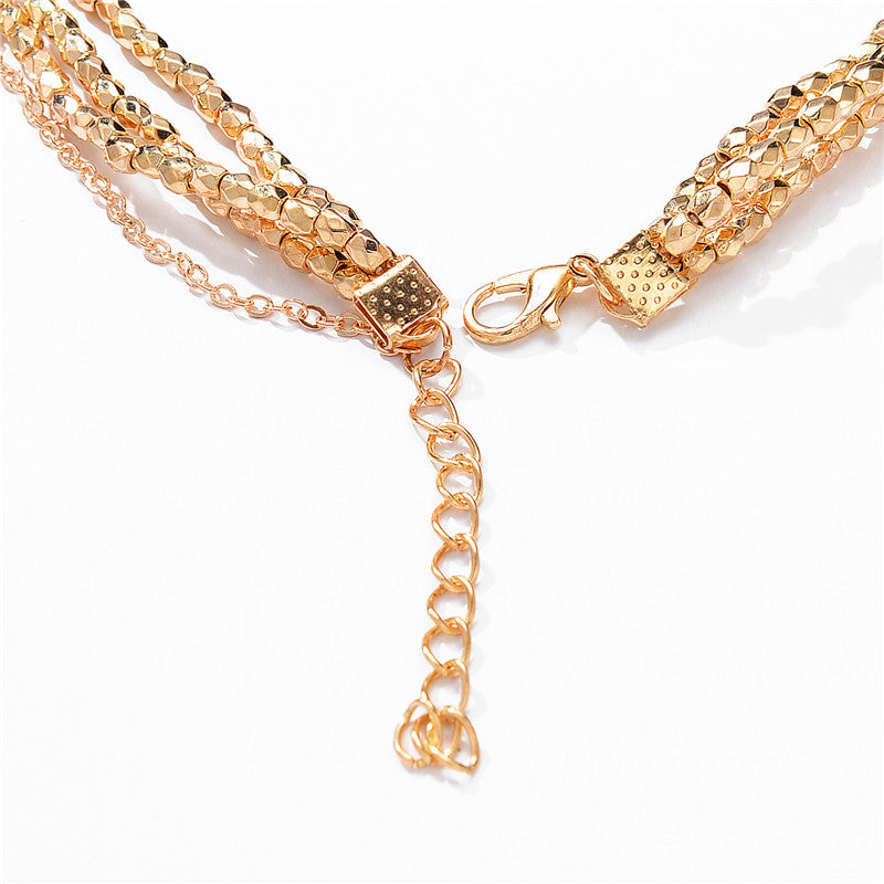 Fashion Multi Layer Bohemian Geometry Choker Necklace for Women CZ Crystal Rhombus Pendant Necklace Party Jewelry Christmas Gift