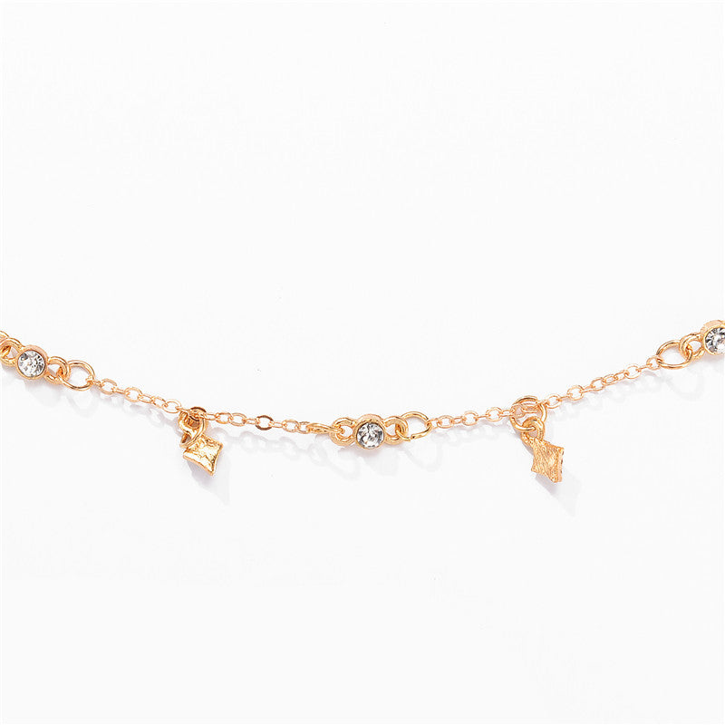 Fashion Multi Layer Bohemian Geometry Choker Necklace for Women CZ Crystal Rhombus Pendant Necklace Party Jewelry Christmas Gift