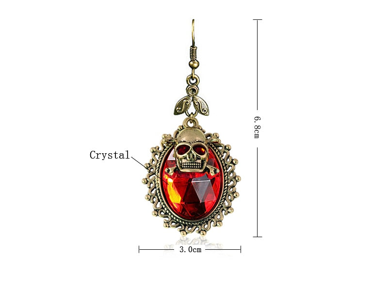 Fashion Retro skull Punk Ancient bronze plating Double layer skull head big Acrylic earrings for women and men Halloween party