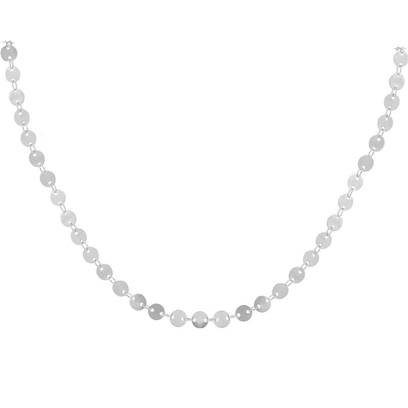 Fashion Sequins Crystal Moon Pendant Necklace for Women Silver Color Multilayer Collar Choker Necklace Bohemian Jewelry Gift