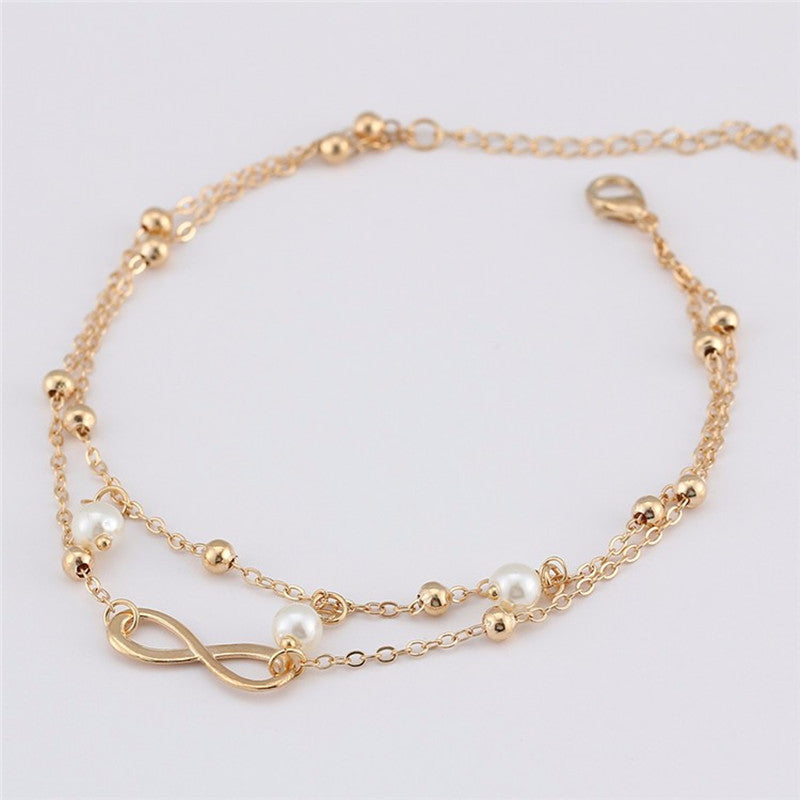Fashion Simple Women Vintage Anklet Cross Shape Creative Stone Beads Girl Summer Beach Ankle Bracelet Boho Anklets Foot Jewelry