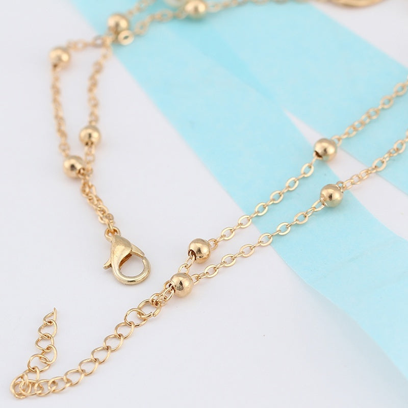 Fashion Simple Women Vintage Anklet Cross Shape Creative Stone Beads Girl Summer Beach Ankle Bracelet Boho Anklets Foot Jewelry