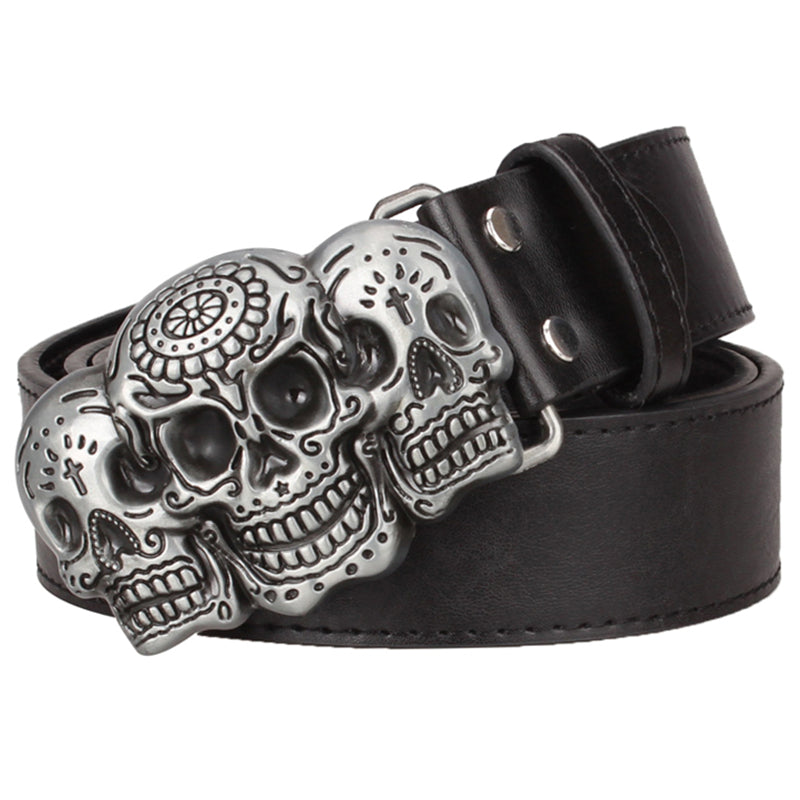 Fashion Wild men belts metal buckle retro Devil Skull belt bold hip hop Street Dance belt exaggerated shape