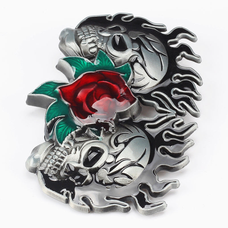 Fashion leather belt skull head skeleton man women wear big buckle skull face rose punk style heavy metal rcok belt Ghost head