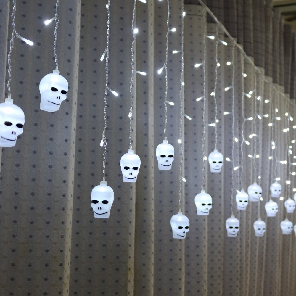 5m 216 leds Skull And Crossbones Fairy Lights LED Curtain String Lights Indoor Christmas Party Decoration
