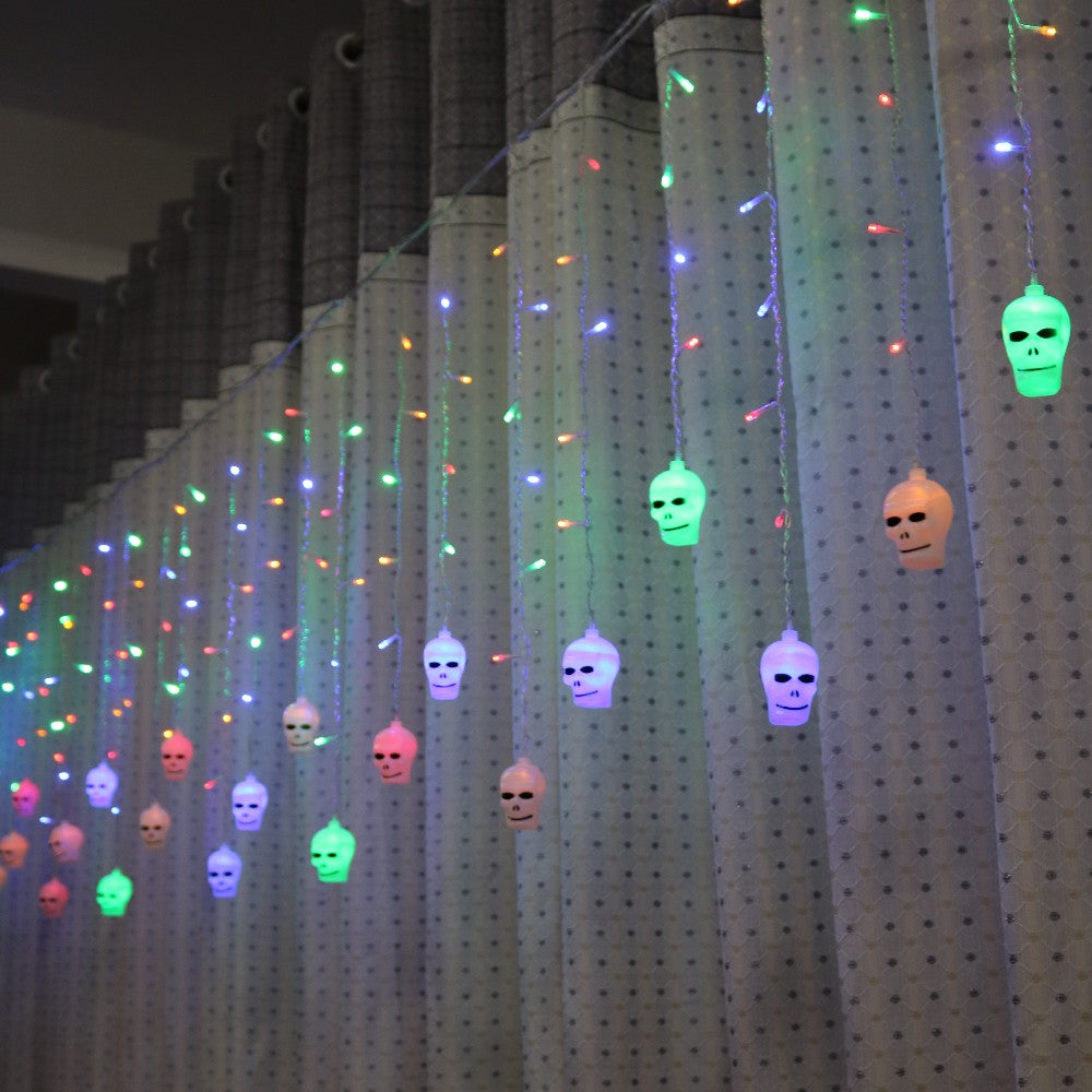 5m 216 leds Skull And Crossbones Fairy Lights LED Curtain String Lights Indoor Christmas Party Decoration
