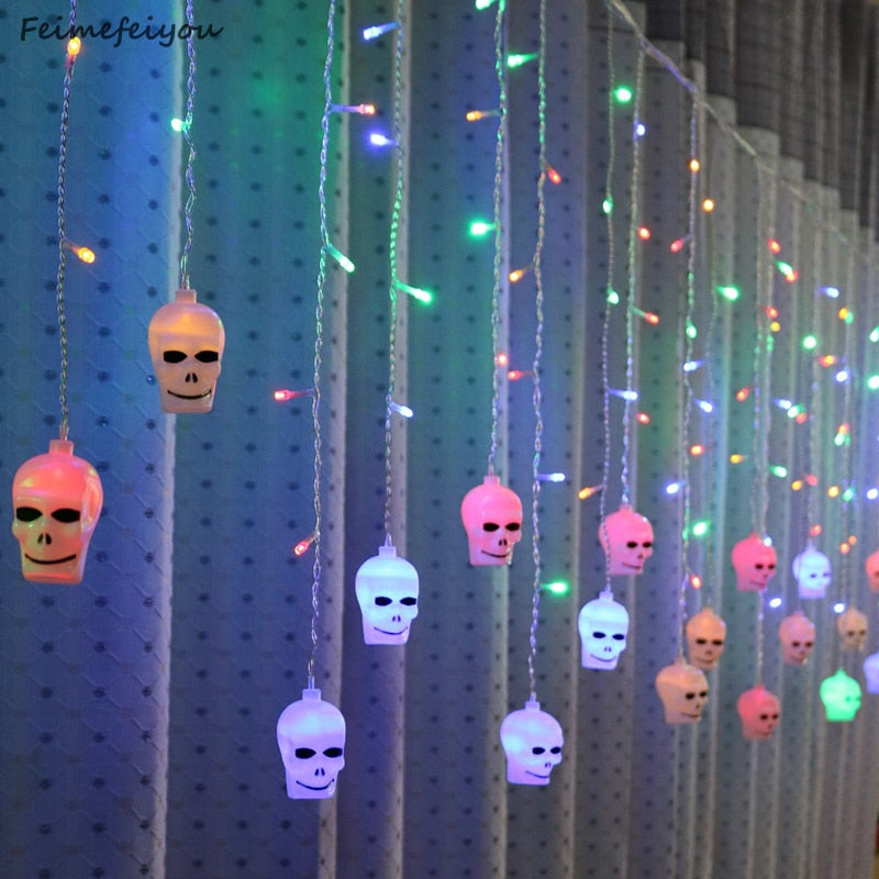 5m 216 leds Skull And Crossbones Fairy Lights LED Curtain String Lights Indoor Christmas Party Decoration