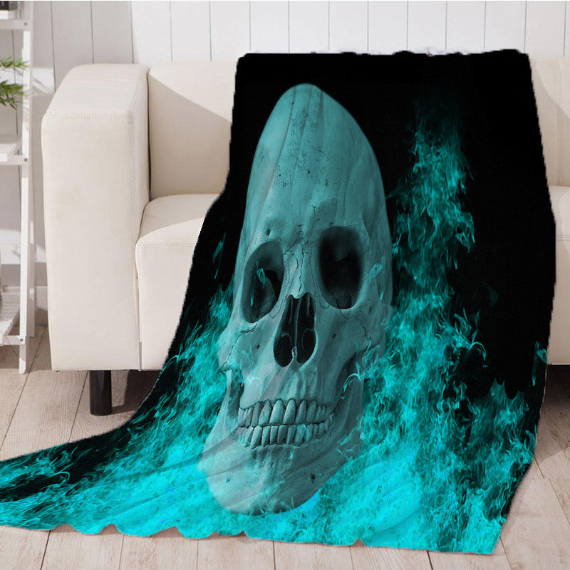 Flannel Halloween Skull Skeleton Head Spider Net Nightmare Throw Blanket Plaids Warmth Soft Plush Sofa Bed