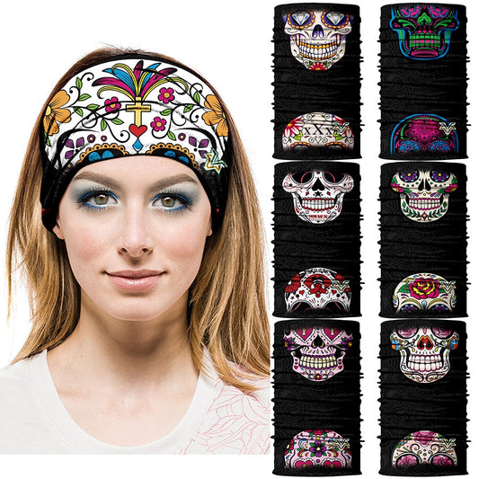 Floral Sugar Skull Women Seamles Balaclava Headband