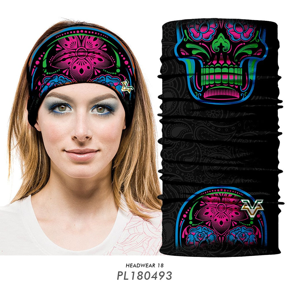 Floral Sugar Skull Women Seamles Balaclava Headband