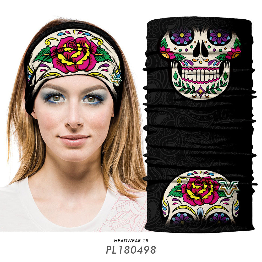 Floral Sugar Skull Women Seamles Balaclava Headband