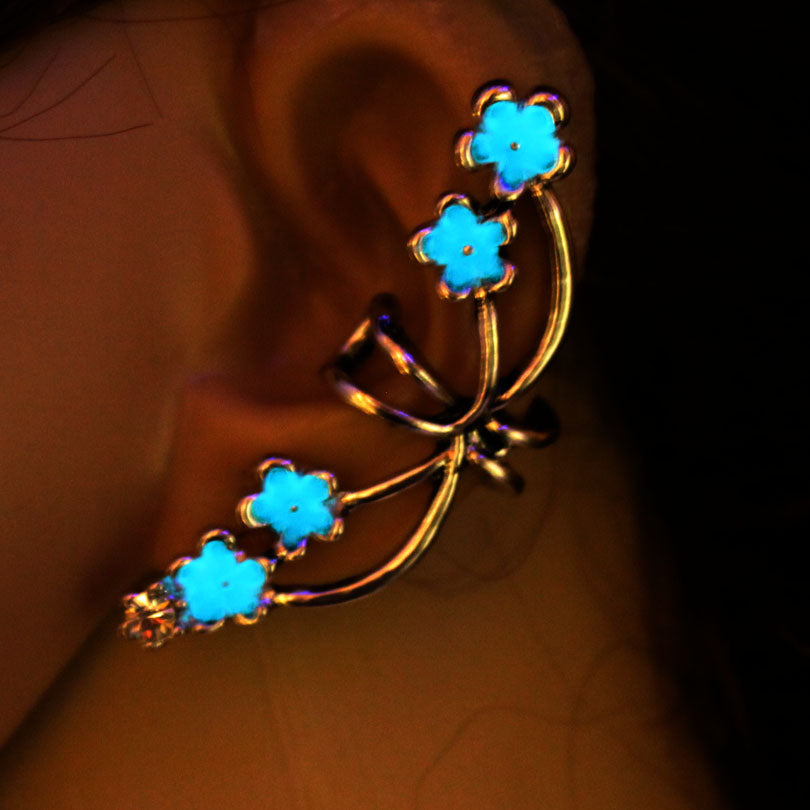 Flowers petal Ear Cuff cobra Ear Cuff GLOW in the DARK flower opening Ear clip earrings Clip Earrings WOMEN