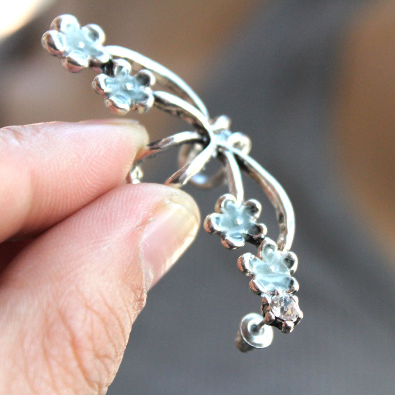 Flowers petal Ear Cuff cobra Ear Cuff GLOW in the DARK flower opening Ear clip earrings Clip Earrings WOMEN