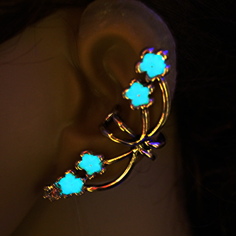 Flowers petal Ear Cuff cobra Ear Cuff GLOW in the DARK flower opening Ear clip earrings Clip Earrings WOMEN