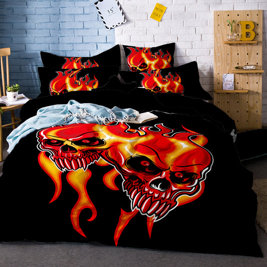 Skull By Bedding Set Purple Gothic Duvet Cover Dangerous Monster Floral Bed