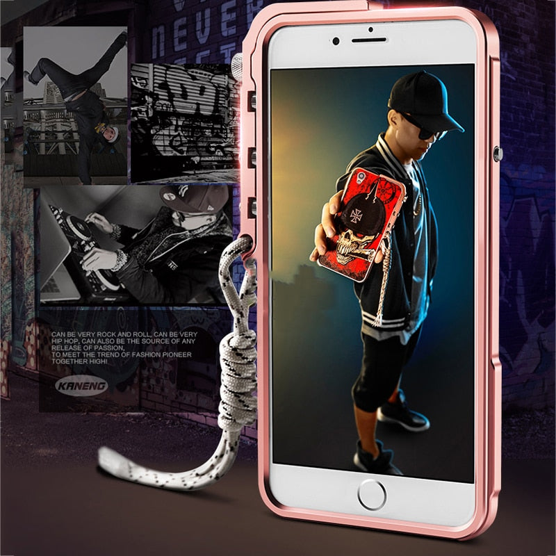 Skull Brand Metal Aluminum Frame+Hard PC Armor Protective Shockproof Back Phone Case Cover