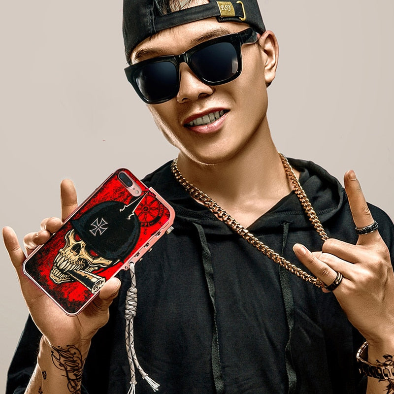 Skull Brand Metal Aluminum Frame+Hard PC Armor Protective Shockproof Back Phone Case Cover