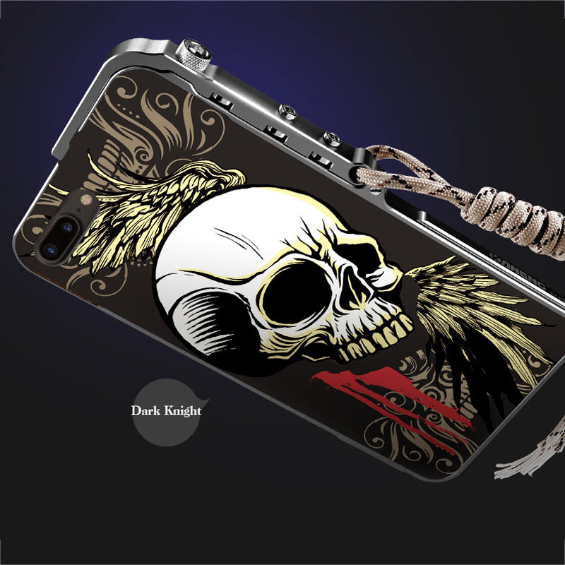 Skull Brand Metal Aluminum Frame+Hard PC Armor Protective Shockproof Back Phone Case Cover