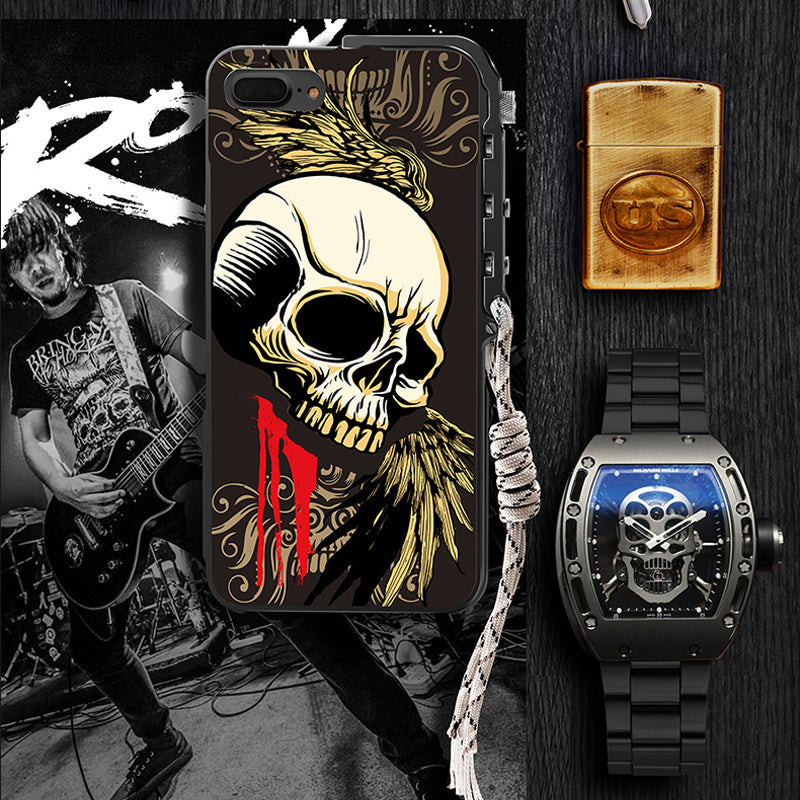 Skull Brand Metal Aluminum Frame+Hard PC Armor Protective Shockproof Back Phone Case Cover