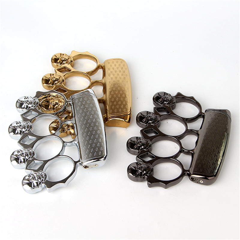 Butane gas prevent wind lighters Skeleton fist metal cigarette lighter