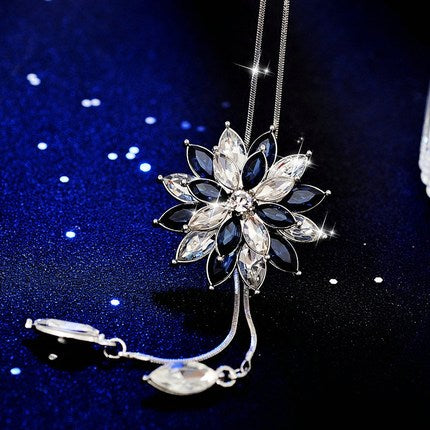 Fashion elegant sweater chain long crystal snow pendant water drop accessories long decoration necklace jewelry