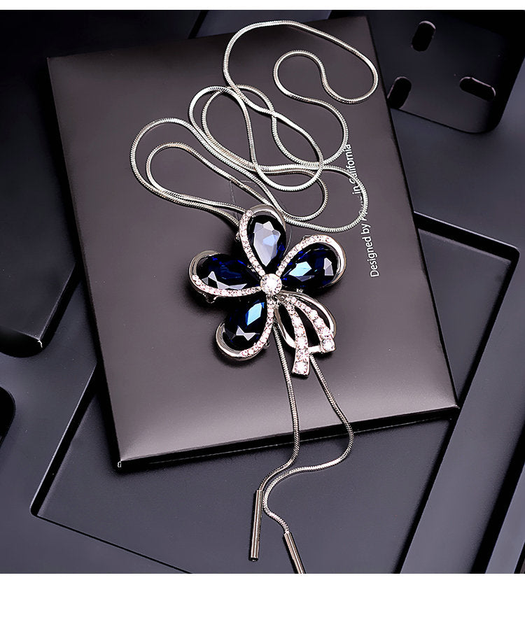 Luxury bohemia Accessories Zircon Snowflake Sweater chain Long Wild snow Necklace Dress Pendant Crystal Jewelry