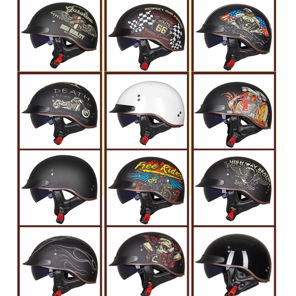 Motorcycle Helmet Vintage Moto Helmet Open Face Scooter Biker Motorbike Racing riding Helmet With DOT Certification