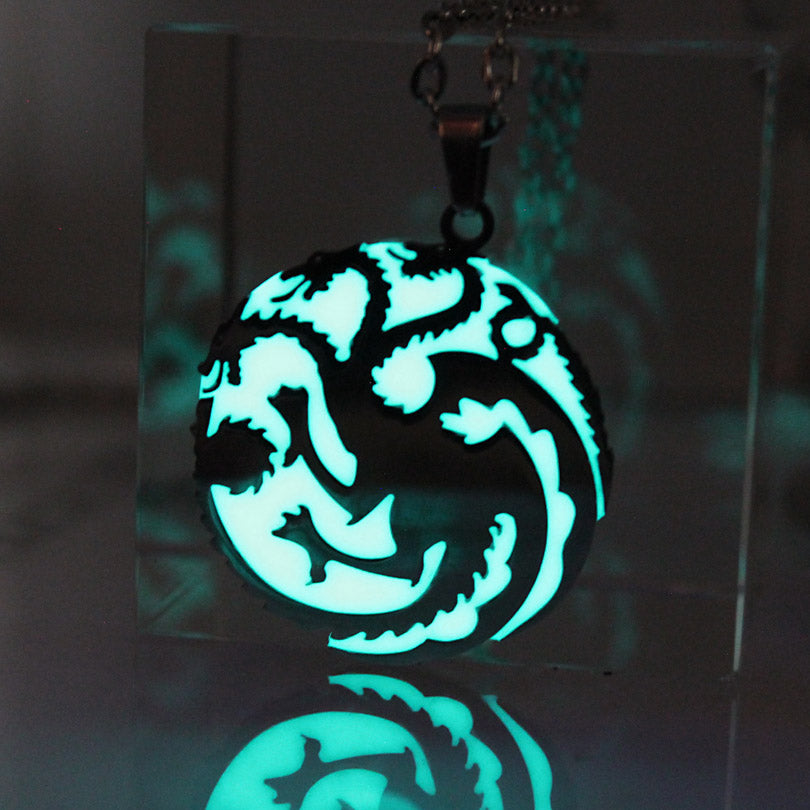 Glow necklace Punk Titanium steel necklace Dragon necklace & Pendants GLOW in the DARK Luminous chain necklace Game of Thro