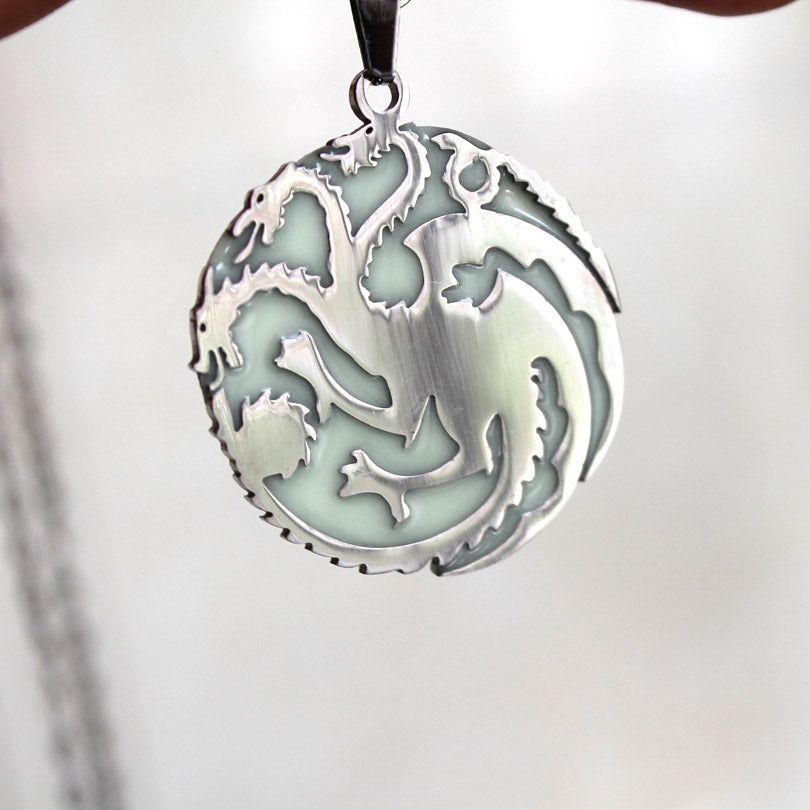 Glow necklace Punk Titanium steel necklace Dragon necklace & Pendants GLOW in the DARK Luminous chain necklace Game of Thro